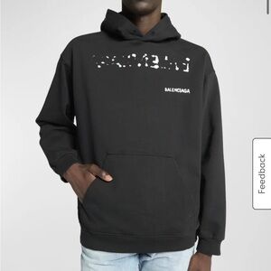 Balenciaga Men's Black Graphic Hoodie